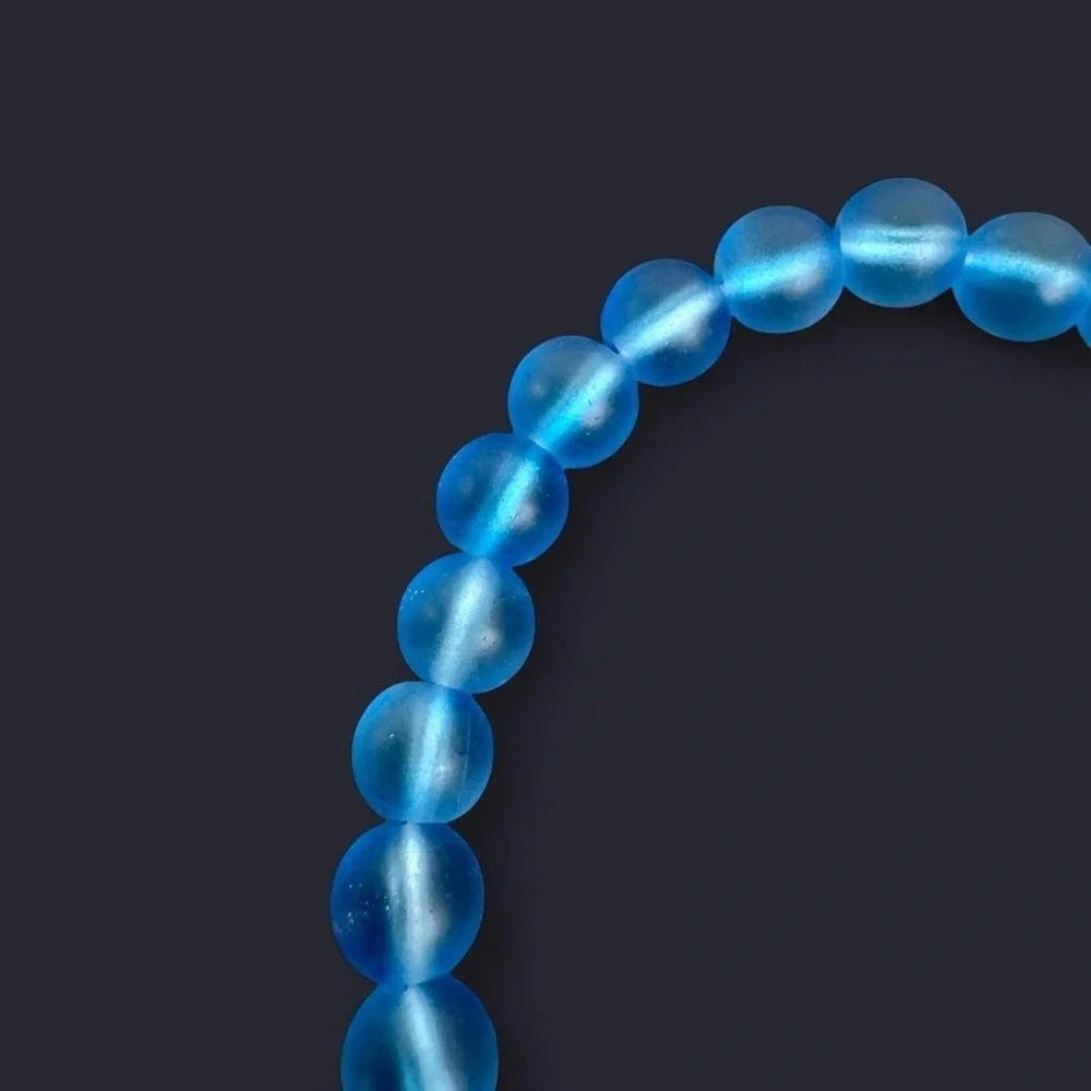 Blue Frost Glass Bead Bracelet